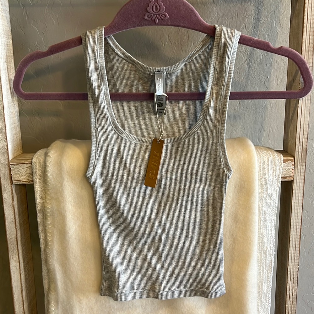 Skims Light Heather Grey Cotton Tank